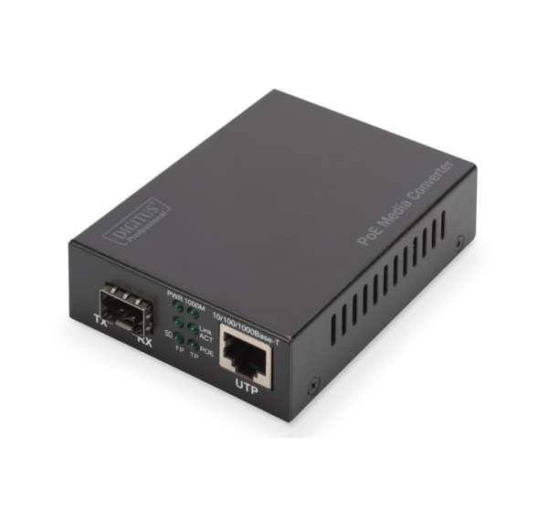 Digitus Gigabit PoE media converter, RJ45 / SFP, PSE