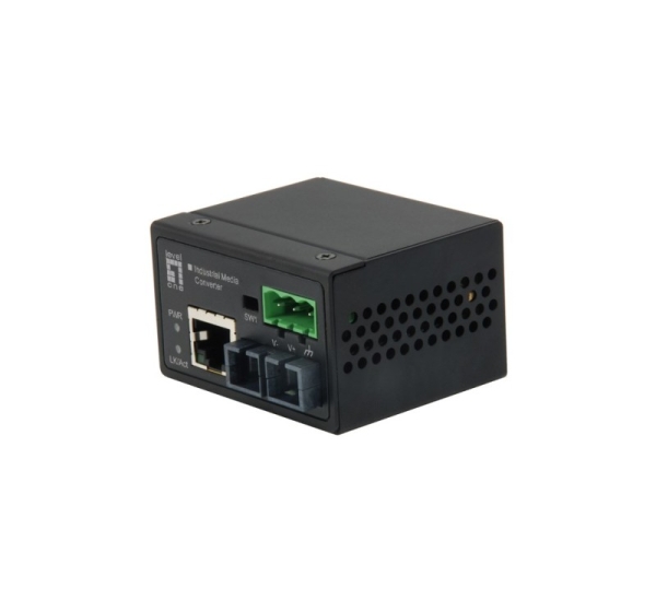 LevelOne RJ45 to SC Fast Ethernet Industrial Media Converter, Multi-Mode Fiber, 2km, -40°C to 75°C