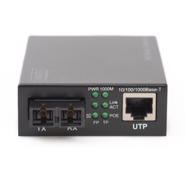 Digitus Gigabit PoE media converter, RJ45 / SC, MM, PSE