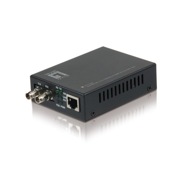 LevelOne RJ45 to ST Fast Ethernet Media Converter, Multi-Mode Fiber, 2km