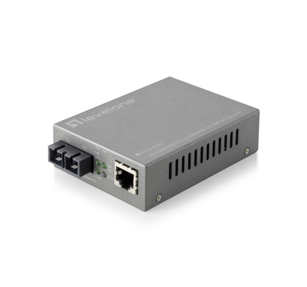 LevelOne RJ45 to SC Managed Fast Ethernet Media Converter, Single-Mode Fiber, 20km