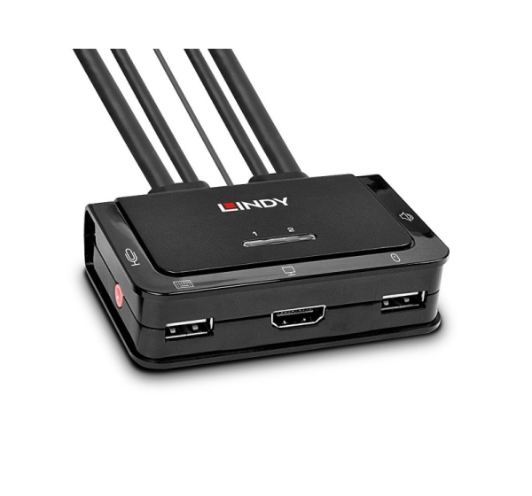 Lindy 2 Port HDMI 4K30, USB 2.0 and Audio Cable KVM Switch