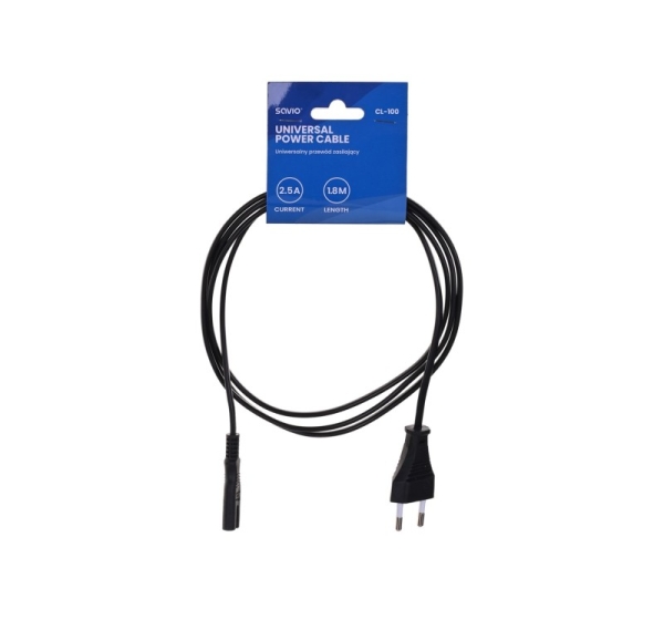 Savio CL-100 power cable Black 1.8 m IEC Type E (3.4 mm, 3.1 mm) IEC C7