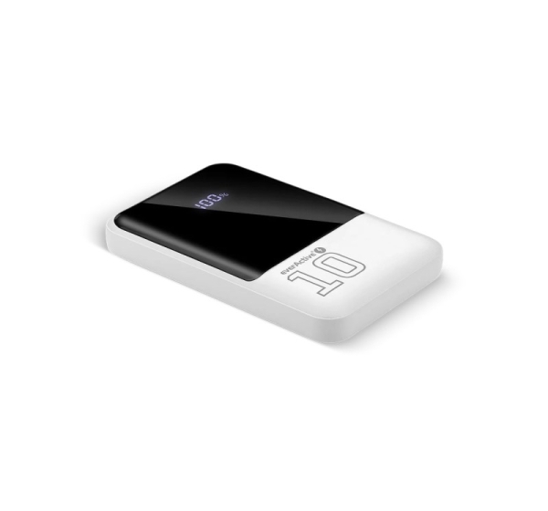 Powerbank 10 000mAh, 2x USB, 1x USB-C 22,5W, QC4+, LCD screen, white