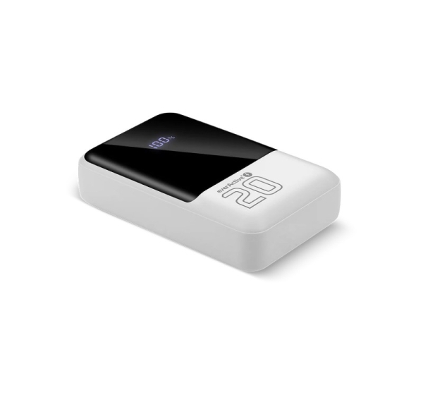 Powerbank 20 000mAh, 2x USB, 1x USB-C 22,5W, QC4+, LCD screen, white