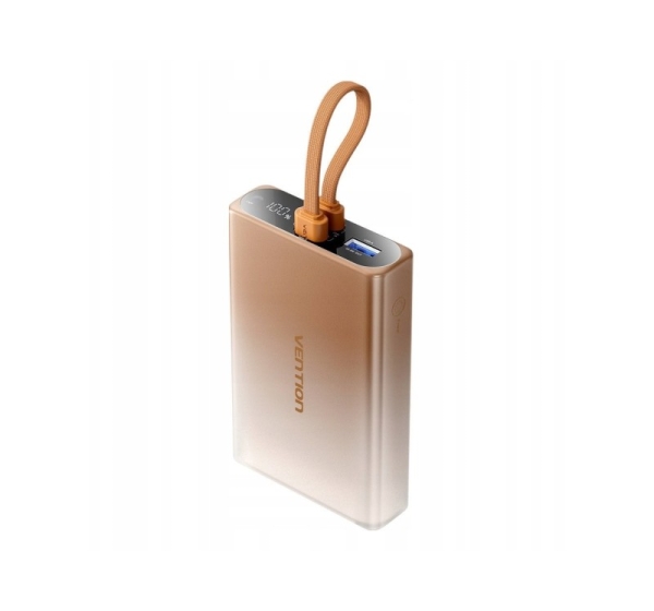 Vention 10000mAh power bank with LED display, USB-C + Lightning + USB-A, 22.5W (copper)