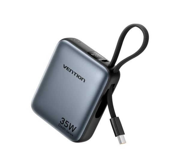 Vention 10000mAh 35W - power bank with USB-C cable (grey)