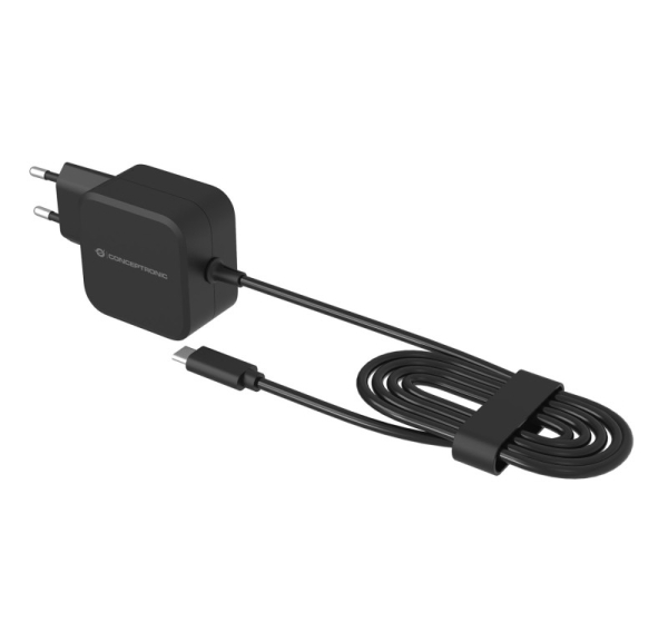 Conceptronic OZUL04BE 67W GaN USB PD Charger, Built-in USB-C Cable