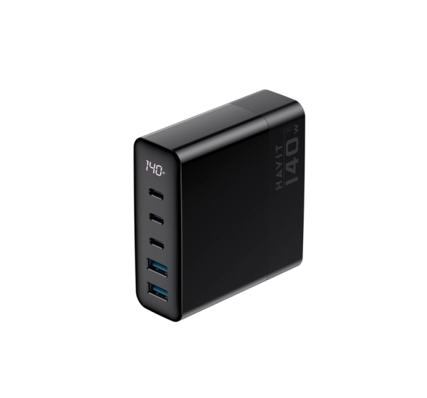 Havit UCLE004 EU - GaN five-port travel charger 140 W, black