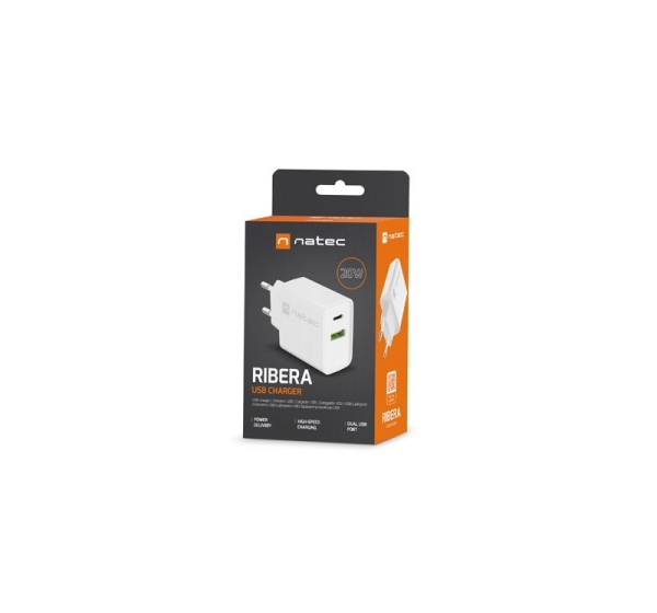 NATEC NETWORK CHARGER RIBERA USB-A+USB-C 20W PD