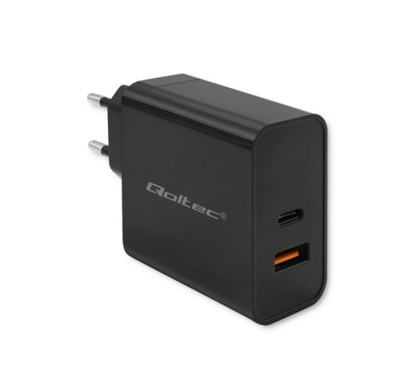 Qoltec 52381 Super Quick PD charger 1xUSB-C 1xUSB 90W