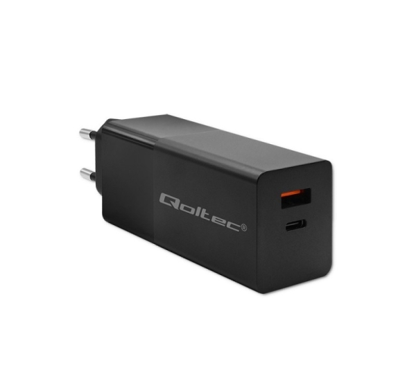 Qoltec 52382 GaN POWER PRO charger 1xUSB type C 1xUSB A 100W