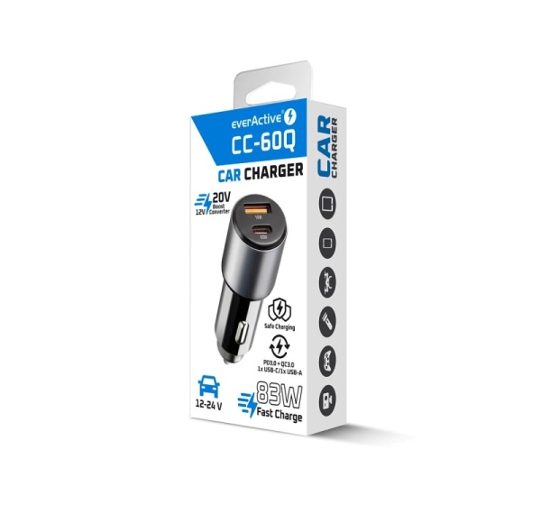 Car charger everActive CC-60Q USB QC3.0 + USB-C PD 83W