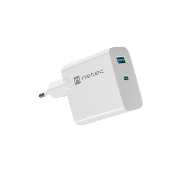 NATEC RIBERA GAN CHARGER 1X USB-A + 1X USB-C 45W WHITE
