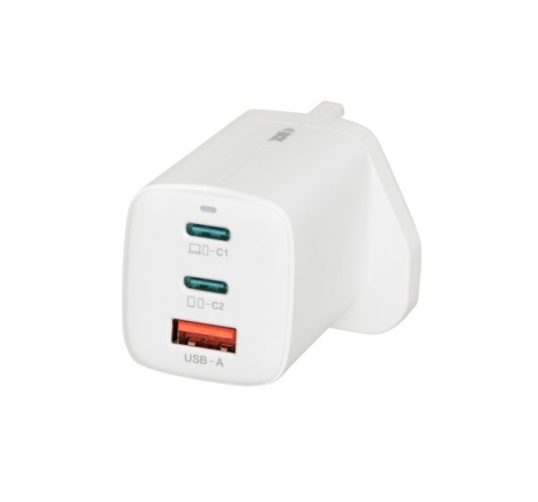 iBOX C-65 White, GaN 65W universal charger UK plug