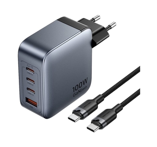 Vention 100W charger 1xUSB-A 3xUSB-C + cable
