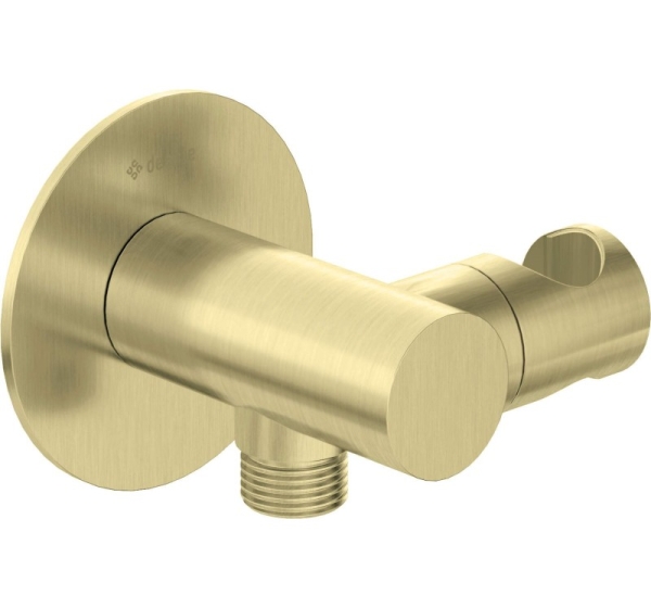 Round angled connector with handset holder