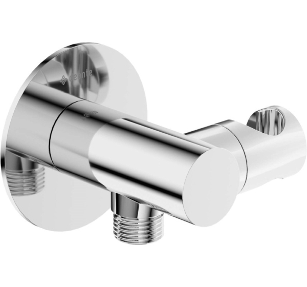 Round angled connector with handset holder