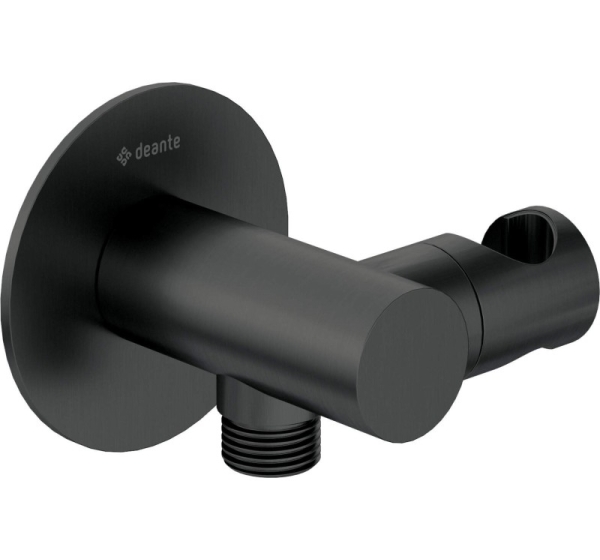 Round angled connector with handset holder