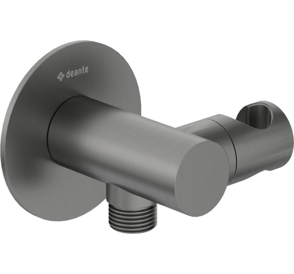 Round angled connector with handset holder