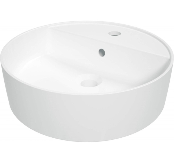 Countertop ceramic washbasin with space for a tap