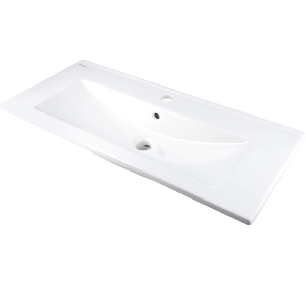 Ceramic basin inset with faucet space