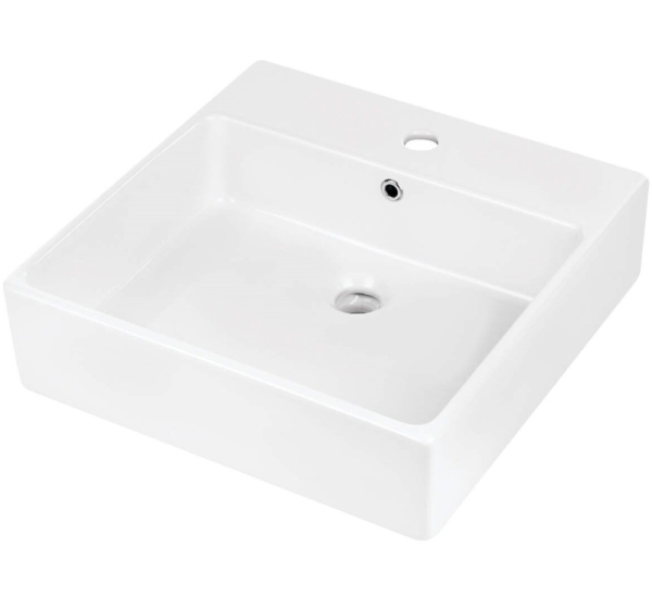 Ceramic countertop/wall washbasin with space for a tap - 50x50 cm
