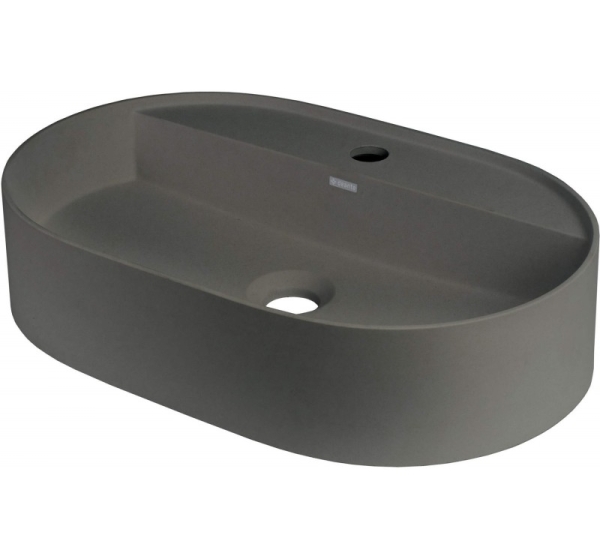 Granite countertop washbasin with a faucet island - oval