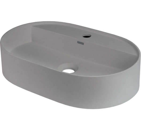 Granite countertop washbasin with a faucet island - oval