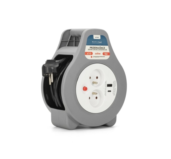 Montis Przedłużacz domowy zwijany z USB 10m MT188 2 AC outlet(s)