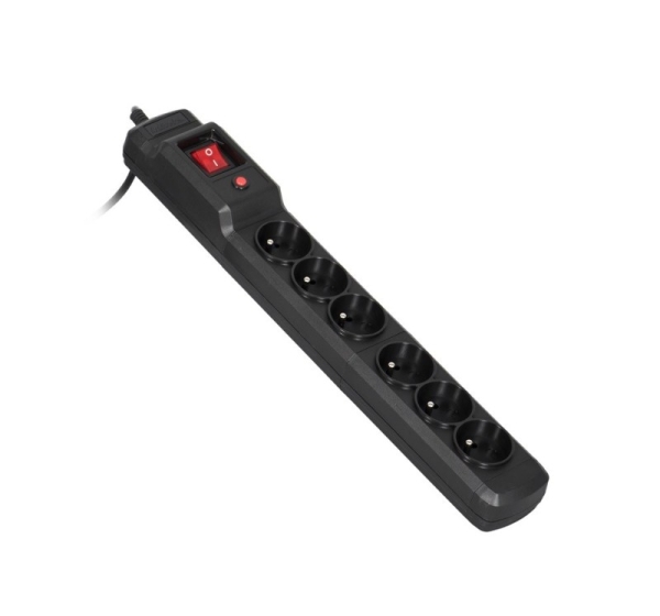 Activejet COMBO 6GN 5M black power strip with cord