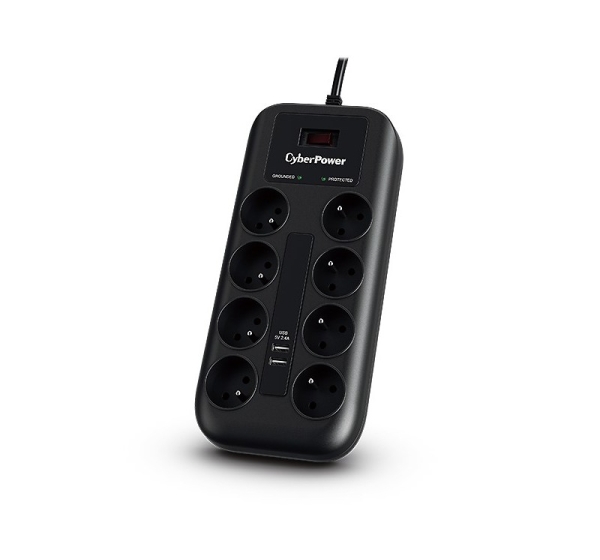 CyberPower Tracer III P0820SUF0-FR surge protector Black 8 AC outlet(s) 200 - 250 V 1.8 m