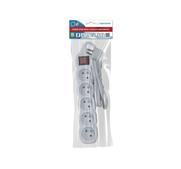 Esperanza ELK214W power extension 1.5 m 5 AC outlet(s) Indoor White
