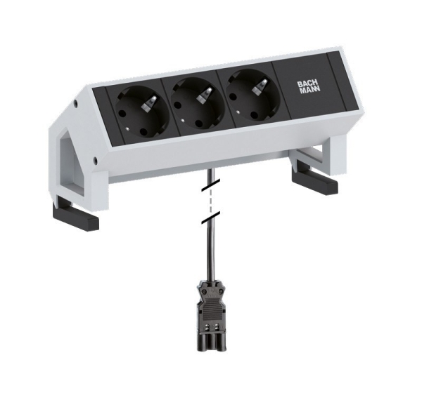 Bachmann Desk2 socket-outlet 3 x Type F Black, Stainless steel