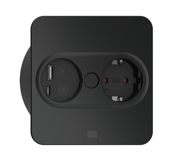 Bachmann 946.105 socket-outlet Type F + USB A + USB C Stainless steel