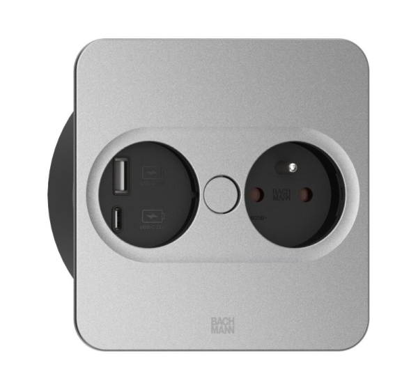 Bachmann 946.015 socket-outlet Type E + USB A + USB C Stainless steel