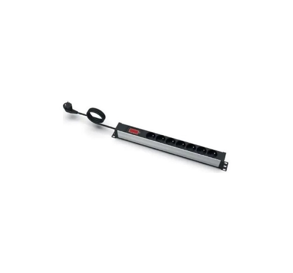 EMITERNET EmiterNet 19" 7-pole power strip with pin, ammeter, 3m cable, uni-schuko plug EM/LZ19.07F.3S.A