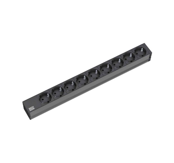 Bachmann 9x Schuko, 2m power extension 9 AC outlet(s) Black