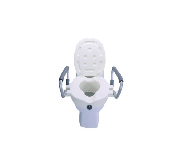 Raising toilet seat with foldable handrails AT51205
