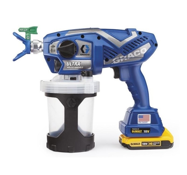 GRACO ULTRA AIRLES PAINT GUN ( 2 x AKU. 2AH DEWALT+ LOAD ) + BAG