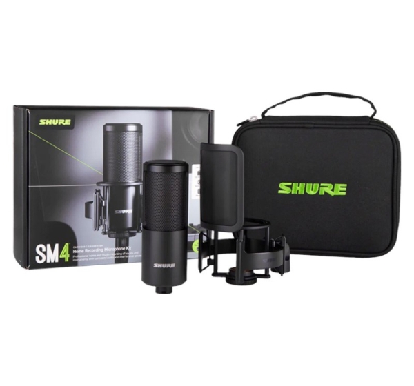Shure SM4-K-KIT - condenser microphone, externally polarised, handle, popfilter, case