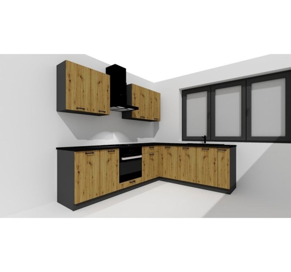 Cosmo Design ANIKA kitchen furniture set, artisan oak/graphite 2.0/2.6