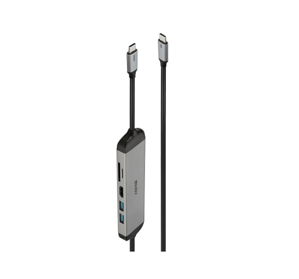 Lindy DST-Micro 140, USB-C Laptop Micro Docking Station with 4K Support and 1.4m 60W Charging Cable