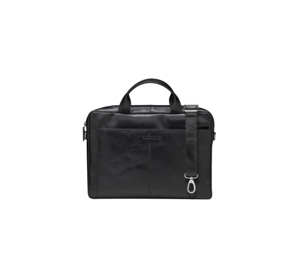 Leather shoulder bag with 15" laptop compartment