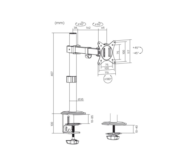 MACLEAN LCD MONITOR DESK MOUNT MC-572N