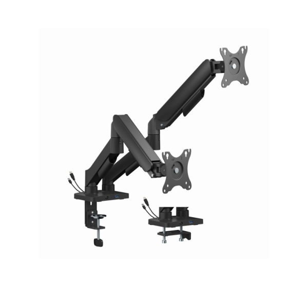 Gembird MA-DA2U-01 Adjustable desk 2-display mounting arm with USB ports, 17”-32”, black