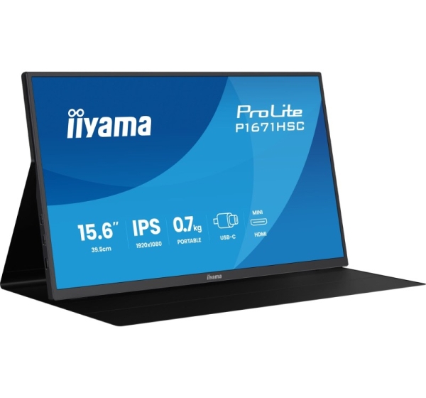 iiyama ProLite P1671HSC-B1 computer monitor 39.6 cm (15.6") 1920 x 1080 pixels Full HD LED Black