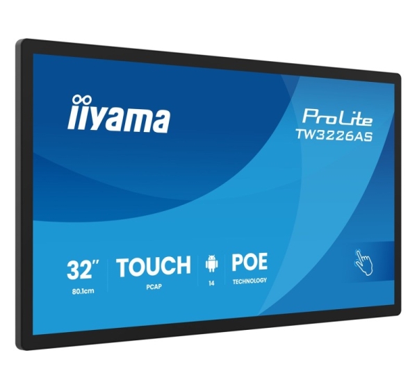 iiyama TW3226AS-B3P Signage Display Kiosk design 80 cm (31.5") LED Wi-Fi 430 cd/m² Full HD Black Touchscreen Built-in processor Android 24/7