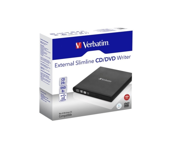 Verbatim Slimline CD/DVD optical disc drive DVD-RW Black