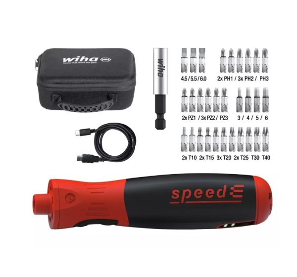 Speede® PocketDrive electric screwdriver with bit cassette and bag